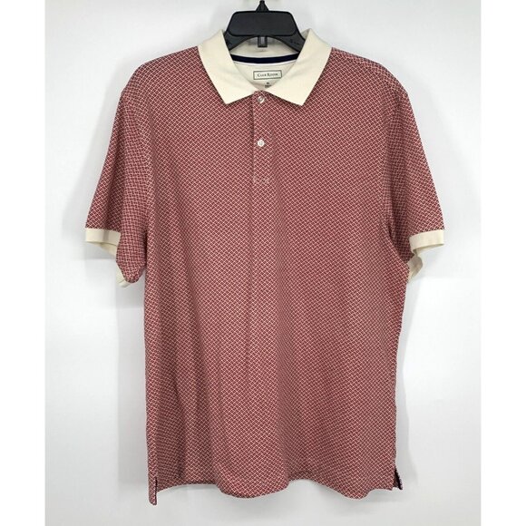Club Room Top Polo Shirt Frat Geometric Short Sleeve Red Button - Picture 3 of 14